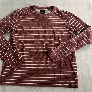 [S]Prana Men's Breathe Striped L/S Pullover Red Shirt Prana Pullover- NWOT